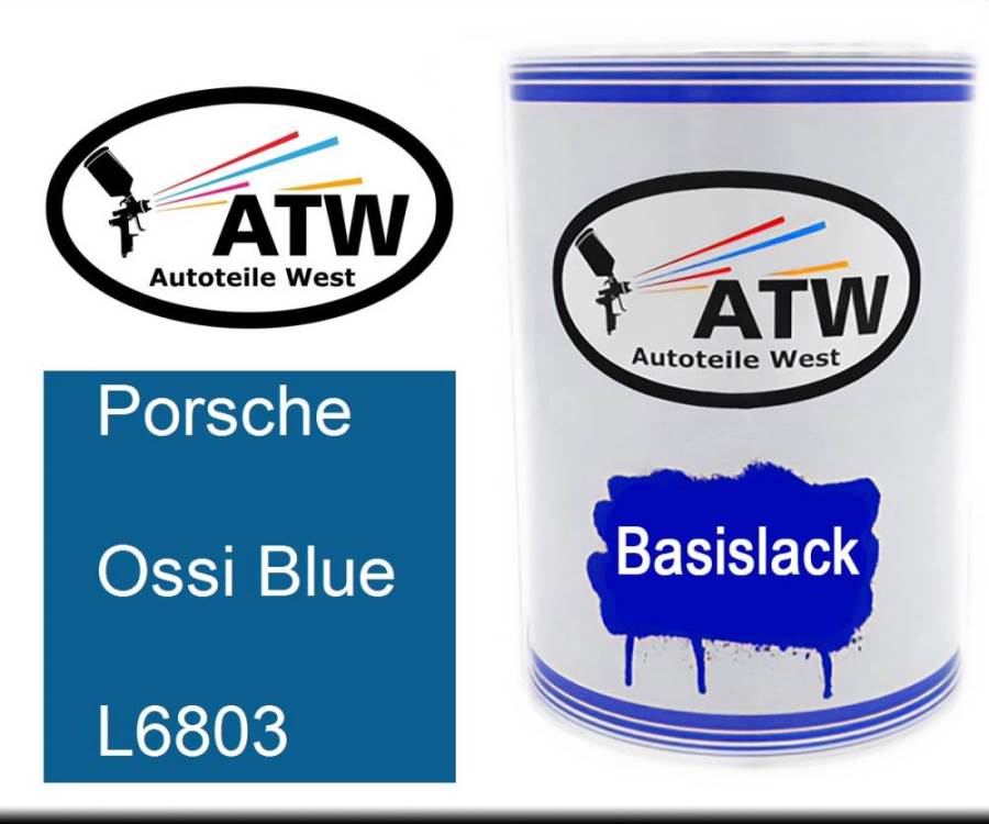 Porsche, Ossi Blue, L6803: 500ml Lackdose, von ATW Autoteile West.